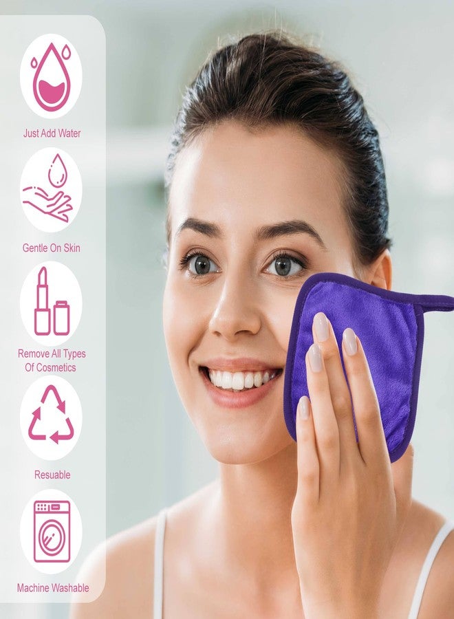 Vnoss Makeup Remover Cloth 12 Pack, Ultra Soft and Reusable Microfiber Makeup Remover Towels for All Skin Types, Makeup Removal Face Cleansing Cloth, 6” X 6”, Multicolor - Image 4