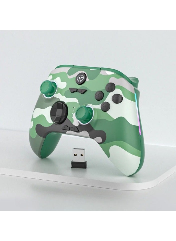AOLION Wireless Controller, Compact And Portable RGB Lighting PC Controller, Enhanced Gaming Controller With Hall Linear Trigger For Windows PC, Android, Steam And Switch, (1pc Hall Green Plus Receiver)  - Image 1