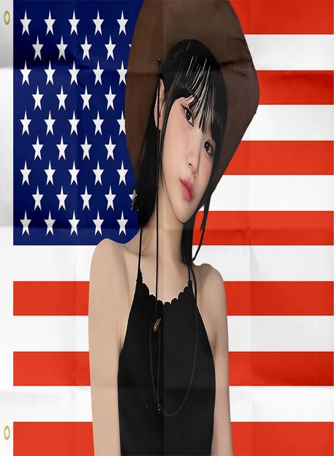 WENWELL Chae won American flag 3x5 Ft Outdoor Indoor,Kim Chaewone USA flag Poster American flag tapestry for Bedroom Living room dorm wall with Brass Grommets Vivid Color and Fade Proof Decorations - Image 1