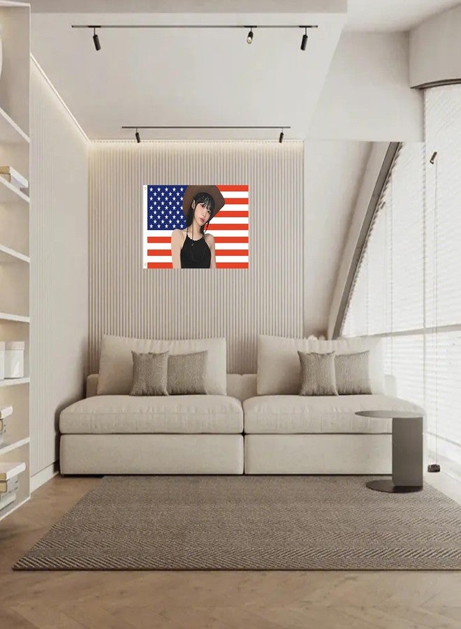 WENWELL Chae won American flag 3x5 Ft Outdoor Indoor,Kim Chaewone USA flag Poster American flag tapestry for Bedroom Living room dorm wall with Brass Grommets Vivid Color and Fade Proof Decorations - Image 4