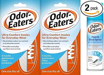 Odor-Eaters OdorEaters Ultra Comfort Insoles x 2 Plus x 1 Foot Shoe Spray 150 ml Bundle - Image 1