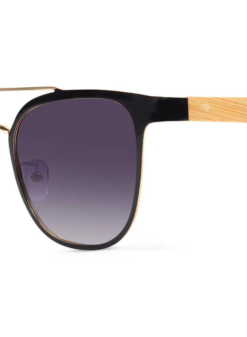 ووجلز نظارة شمسية خشبية مربعة مستقطبة بلون ليلكي | حماية 100% من الأشعة فوق البنفسجية