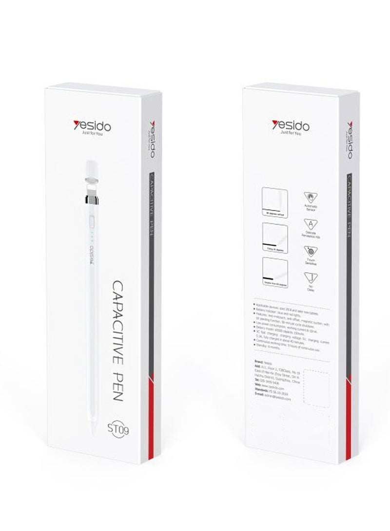 Yesido Yesido ST09 High Sensitive POM Fine Point Drawing Tablet Active Capacitive Stylus Pen for Touch Screen iPad - White  - Image 1