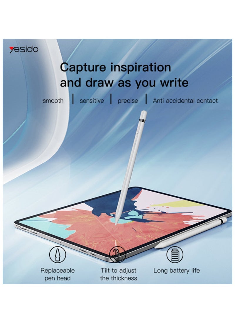 Yesido Yesido ST09 High Sensitive POM Fine Point Drawing Tablet Active Capacitive Stylus Pen for Touch Screen iPad - White  - Image 3