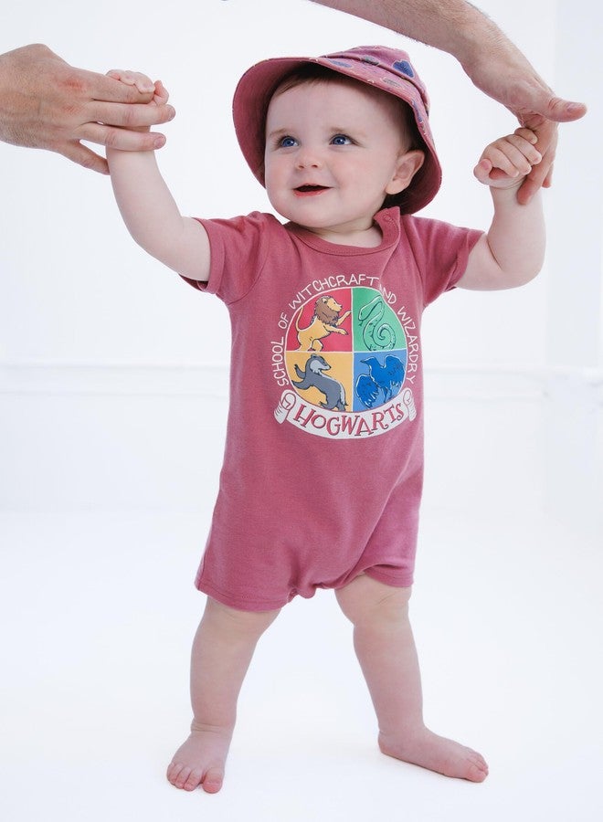 Harry Potter Infant Baby Boys Romper and Bucket Sun Hat Outfit Set Brown Red 12 Months - Image 2