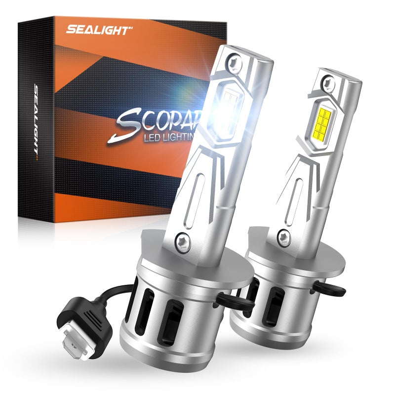 Sealight H1 Headlight Led Bulb  40000Lm 6000K Output Canbus Ready  H1 Bulbs For Powersports Ip68 60000Hrs Lifespan  1:1 Size 3Mins Installation  2 Pack - Image 1