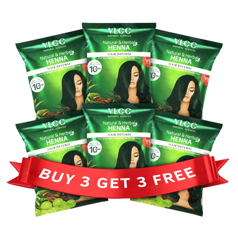 VLCC Natural Herbal Henna Buy 1 Get 1 Free 120g X 2 Pack of 3 720g Goodness of 10 herbs like Amla Brahmi Jatamansi and Bhringraj For Stronger Smoother Shinier Hair - Image 1