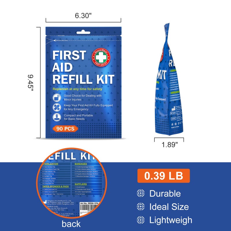 SuccorWare 90 Pieces First Aid Refill Kit - Wound Care Kit Includes Bandages for Home, Travel, Hiking - Portable Replacement Kit for First Aid Medical Suppliesï¼ˆ2 Setï¼‰ - Image 3