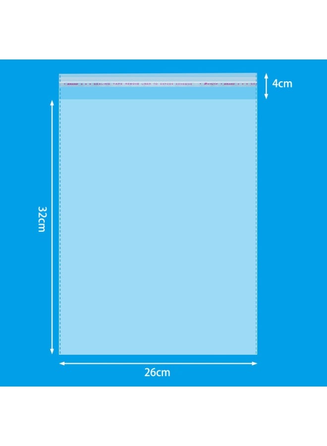Neonix 100 Count 26 X 32cm Clear Cellophane Bags, Self Sealing Bags, Resealable Cello Bags for Packaging Clothing & T Shirts - Reinforced - Image 2
