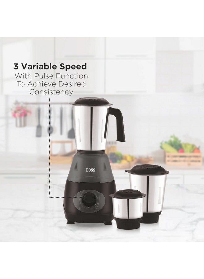 BOSS خلاط بوس برافو 500 واط مع محرك قوي، تصميم فريد لكسر التدفق وحماية من التحميل الزائد (3 أوعية من الفولاذ المقاوم للصدأ، بيج) - Image 5
