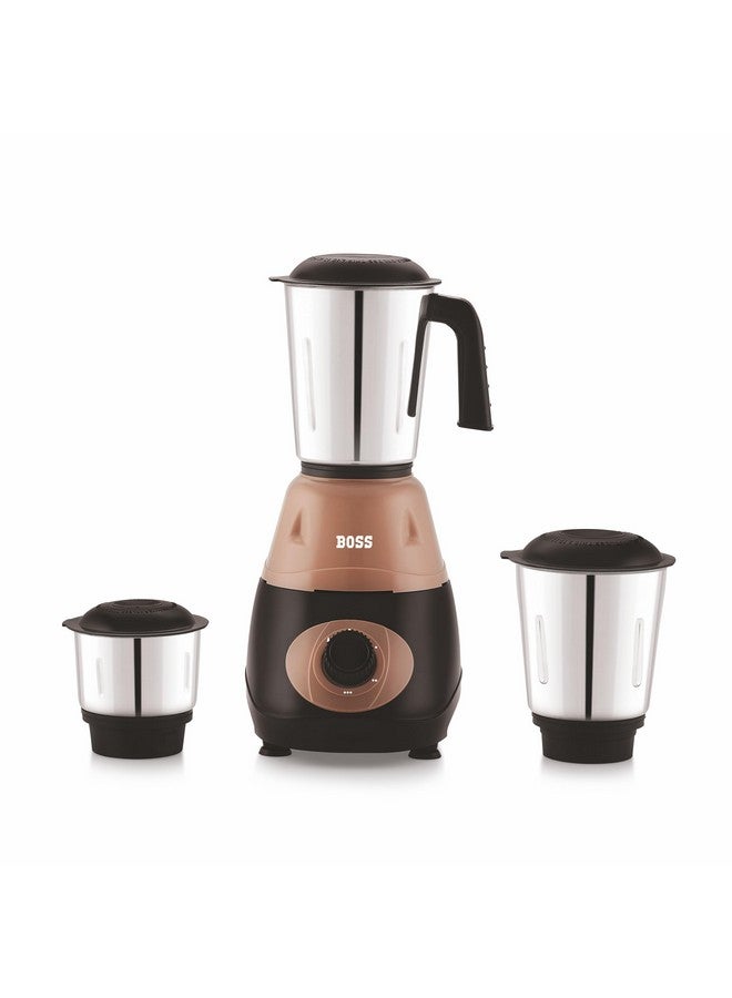 BOSS خلاط بوس برافو 500 واط مع محرك قوي، تصميم فريد لكسر التدفق وحماية من التحميل الزائد (3 أوعية من الفولاذ المقاوم للصدأ، بيج) - Image 1