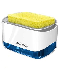 Modern Soap Dispenser and Sponge Holder for Kitchen Sink, 2 in 1 Dishwashing Soap Dispenser Tray, Countertop Soap Dispenser, Sponge Tray, Easy to Fill, Durable, Anti-Slip Base