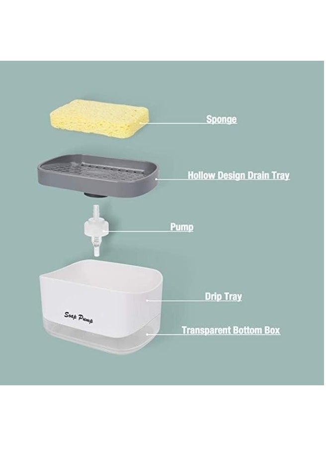 Generic - Modern Soap Dispenser and Sponge Holder for Kitchen Sink, 2 in 1 Dishwashing Soap Dispenser Tray, Countertop Soap Dispenser, Sponge Tray, Easy to Fill, Durable, Anti-Slip Base - Image 1