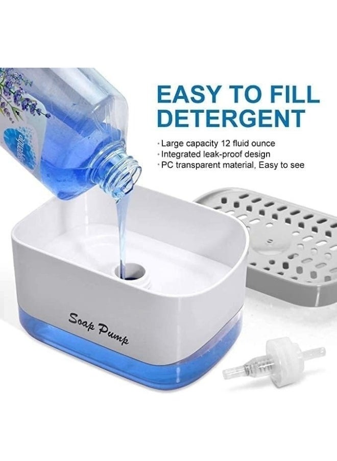 Generic - Modern Soap Dispenser and Sponge Holder for Kitchen Sink, 2 in 1 Dishwashing Soap Dispenser Tray, Countertop Soap Dispenser, Sponge Tray, Easy to Fill, Durable, Anti-Slip Base - Image 1