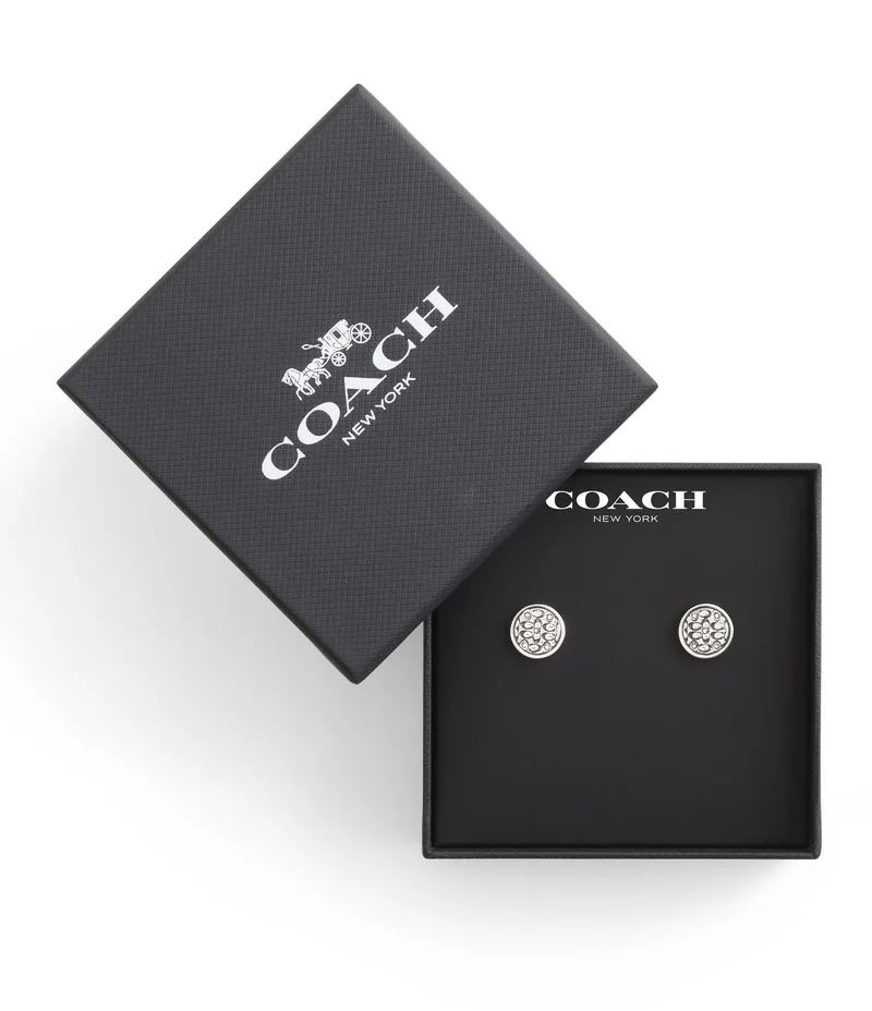 COACH Signature Quilted Coin Stud Earrings