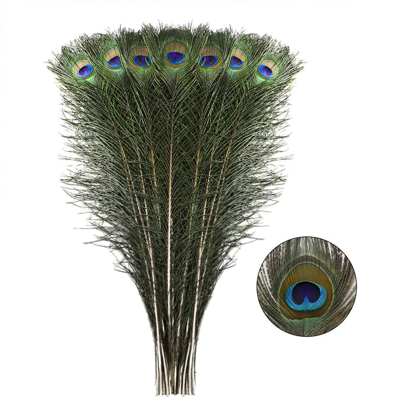 Larryhot Natural Long Peacock Feathers  40pcs 2328 inches for Floral Arrangements Wedding Home and Party Decorations