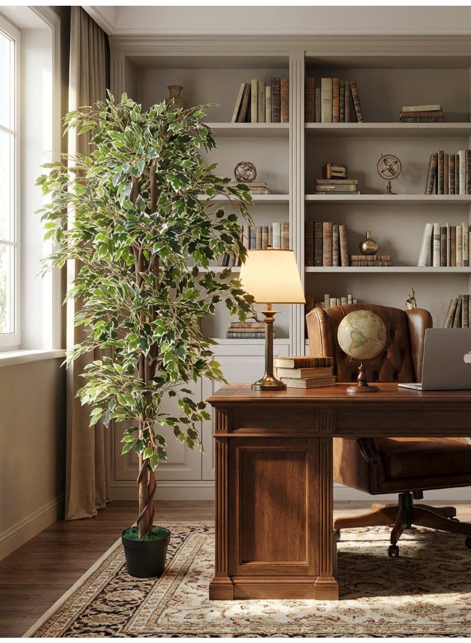 ايست من نون شجرة فيكوس صناعية بارتفاع 160 سم (5.2 قدم) مع وعاء | نبات أرضي بتصميم وملمس واقعي - أخضر | شجرة بتصميم طبيعي زخرفي للمنزل، غرفة المعيشة، غرفة الدراسة ومكاتب العمل - Image 2
