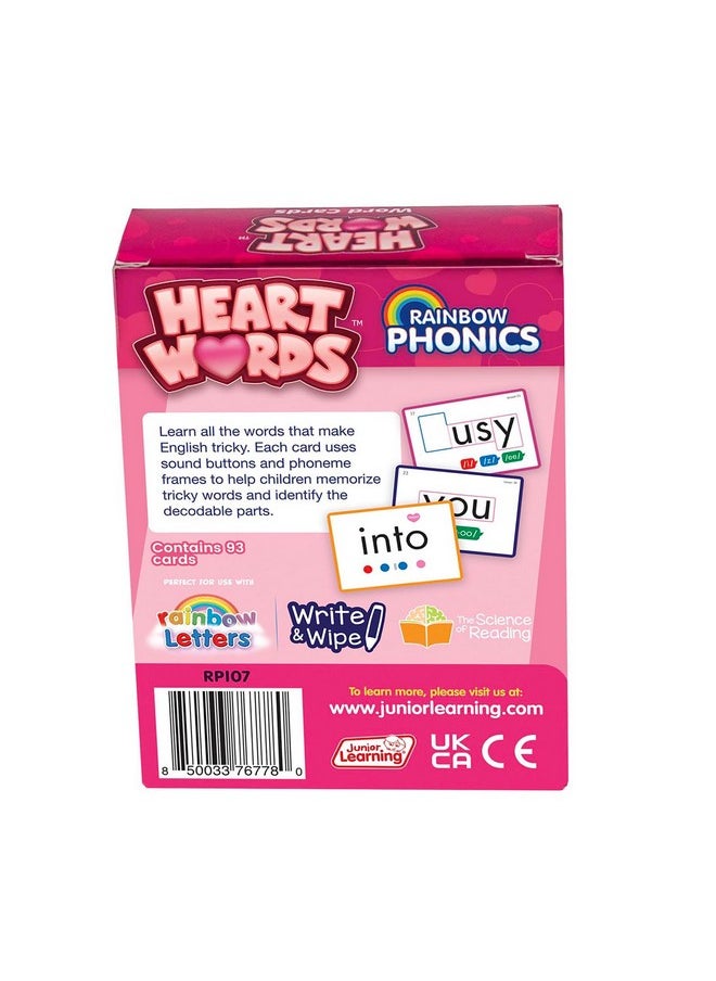 Junior Learning Junior Learning: Rainbow Phonics - Heart Words - 93 Word Cards, Flash Cards Use Visual Clues to Learn Core Words, Level Based Cards, Kids Ages 4+  - Image 2