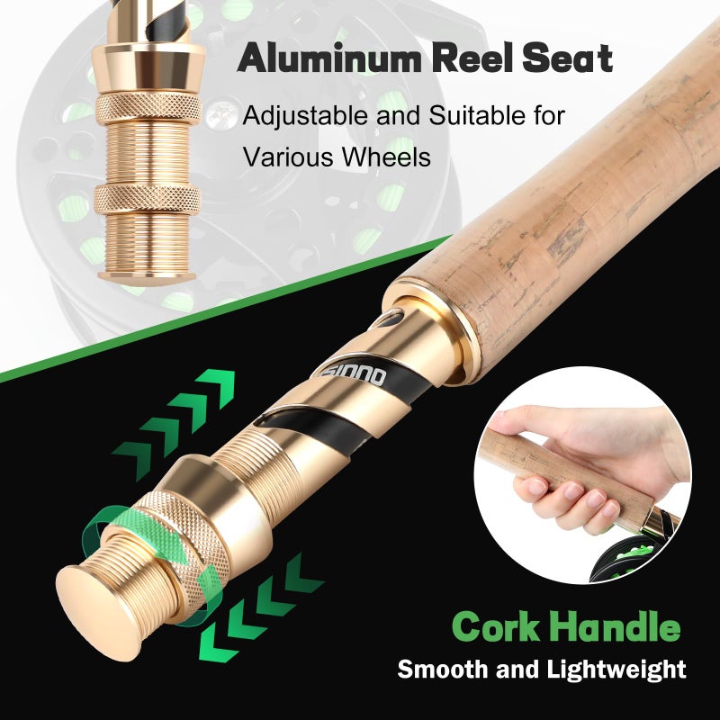 PLUSINNO Fly Fishing Rod and Reel Combo, 4 Piece Lightweight Ultra-Portable Graphite Fly Rod 5/6 9â€™ Complete Starter Package with Carrier Bag - Image 3