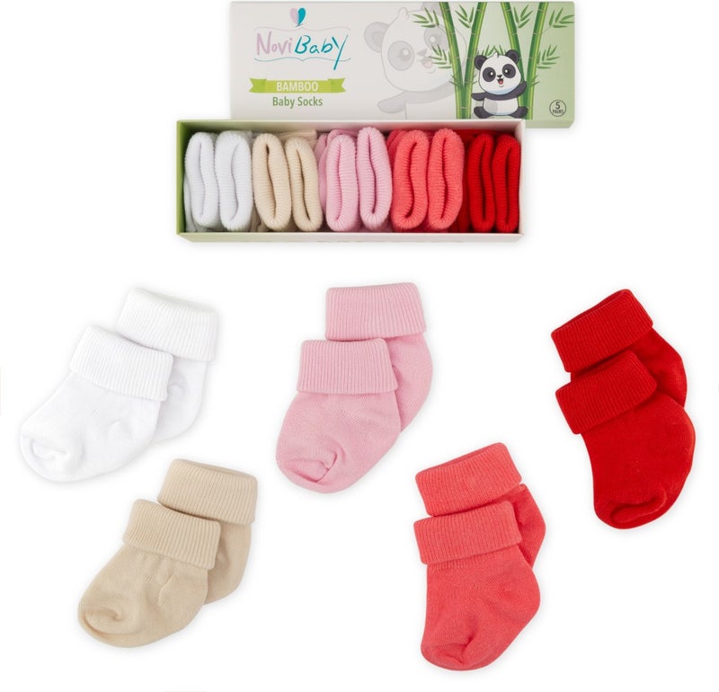 Novibaby 5 Pack Bamboo Newborn Baby Socks I Love I 0-6 Months  - Image 1