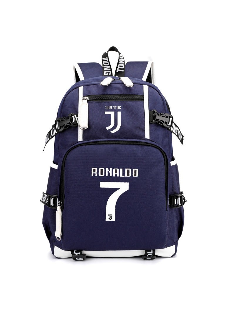 general Soccer star Ronaldo 7 children's backpack, elementary school boys' school bag with USB charging port, girls, boys, teenagers handbag backpack