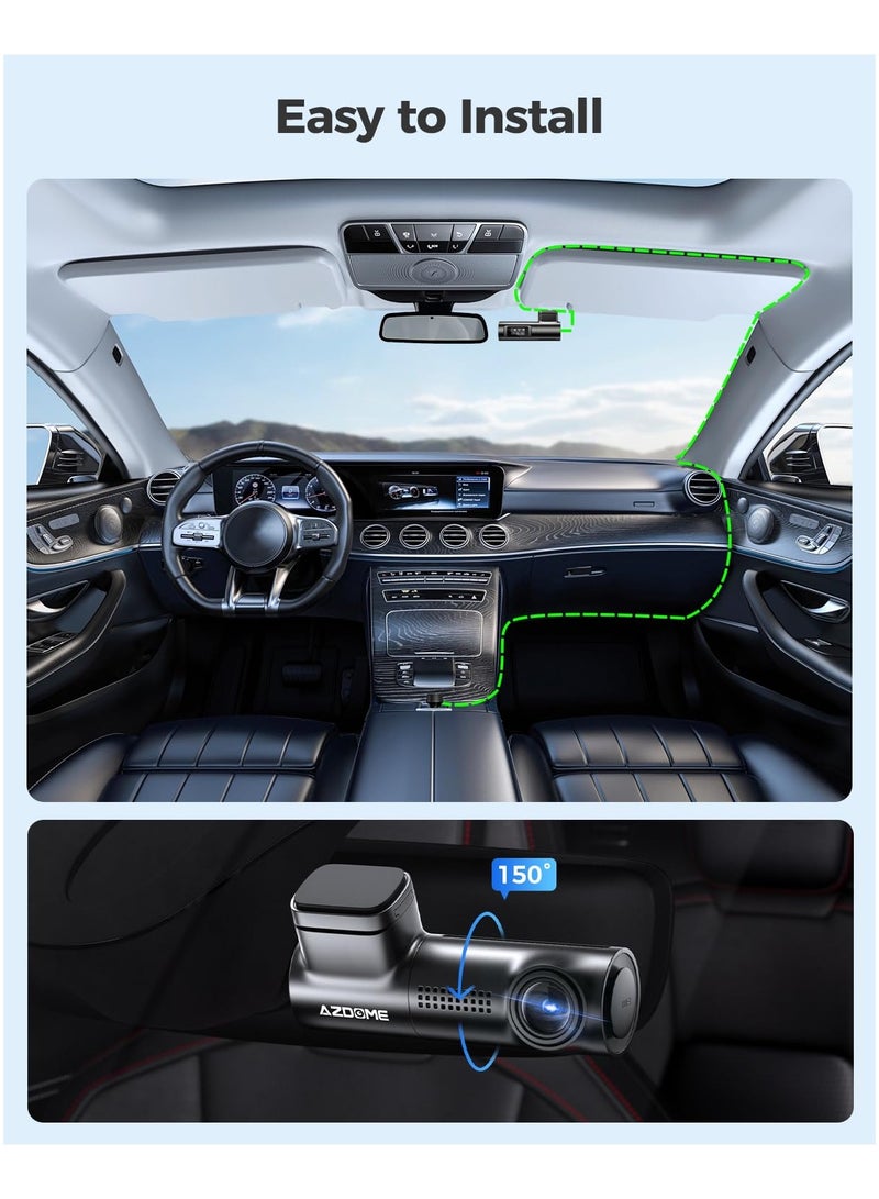 أزدوم كاميرا داش كام AZDOME M330 WiFi، كاميرا أمامية FHD 1296P للسيارات، شاشة 0.96 بوصة مع تحكم صوتي، كاميرا سيارة مزودة بتقنية WDR للرؤية الليلية، وضع وقوف السيارات على مدار 24 ساعة، مستشعر G وتسجيل دائري، تدعم بطاقة ذاكرة تصل إلى 128GB. - Image 4