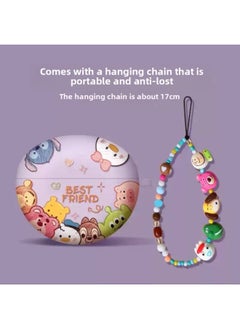 For HuaweiFreebuds456ipro3se2 Frosted Tpu Cartoon Soft Case Wireless Bluetooth Headset Protective Cover-Color:Q Version Avatar Purple With Cartoon Lanyard-Model:Suitable For Freebuds Pro3/pro4