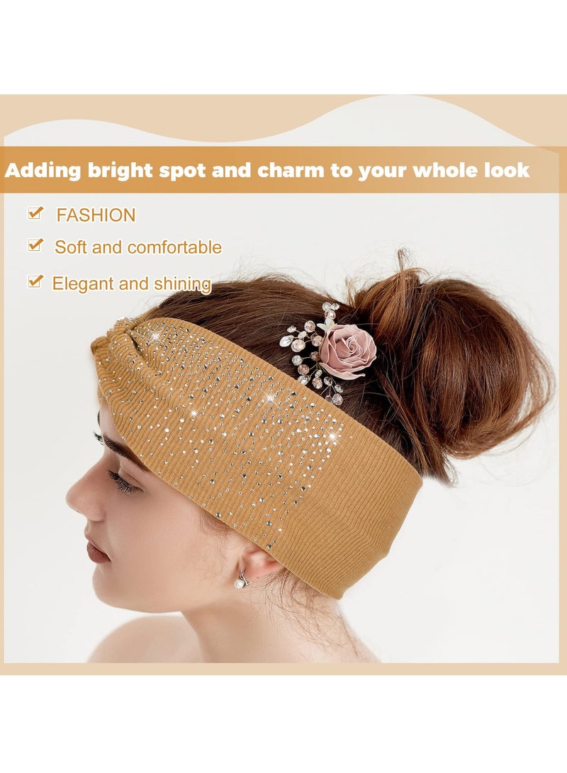 Loquat 8 Pcs African Head Wraps for Black Women Rhinestone Twisted Headbands Crystal Wide Headbands Bling Twist Head Bands Glitter Elastic Head Turban for Girls Sport Yoga Valentines Day Gifts, 2 Styles - Image 5