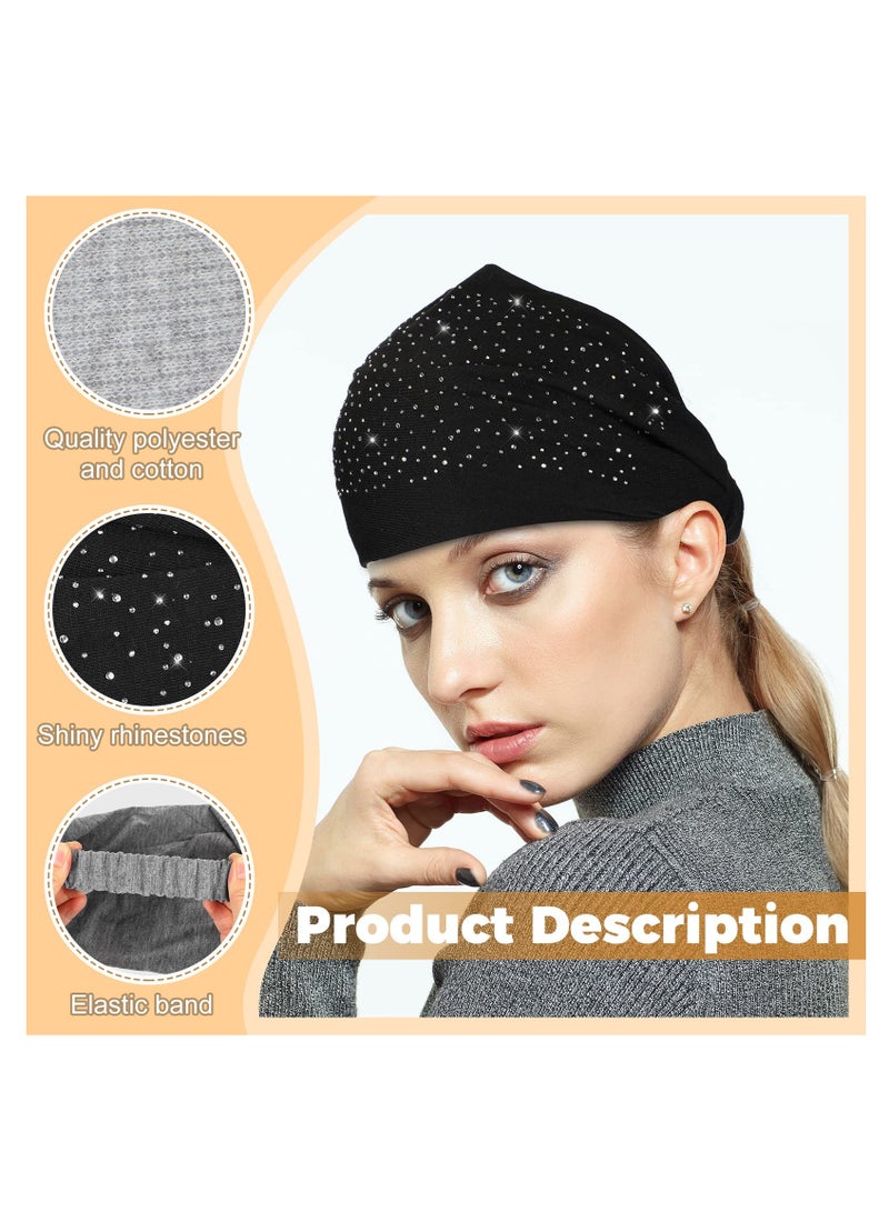 Loquat 8 Pcs African Head Wraps for Black Women Rhinestone Twisted Headbands Crystal Wide Headbands Bling Twist Head Bands Glitter Elastic Head Turban for Girls Sport Yoga Valentines Day Gifts, 2 Styles - Image 4