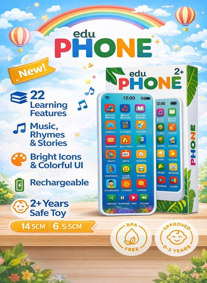 Zyamalox Learning mobile phone educational toy for kids alphabet learning toy early learning toy preschool toy with books style interactive features with 10 indian languages chargable (Assorted Print) - Image 4