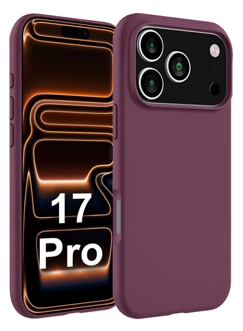 CATANES Silicone Protective Phone Case for iPhone 17 Pro - Soft Anti-Scratch Microfiber Lining Ultra Slim Drop Protection Phone Cover - Burgundy - Image 1