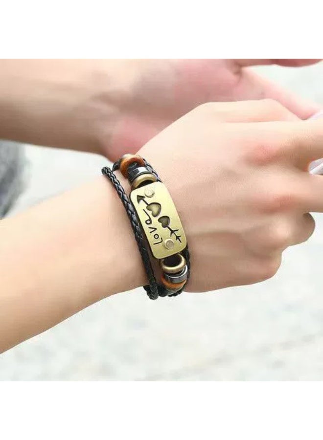 Goolsky Genuine Leather Couple Bracelet – Braided Heart Arrow Matching Wristband, Valentine’s Day Gift for Him & Her, Adjustable Size Genuine Leather, Couples Daily Wear Romantic Gift - Image 3