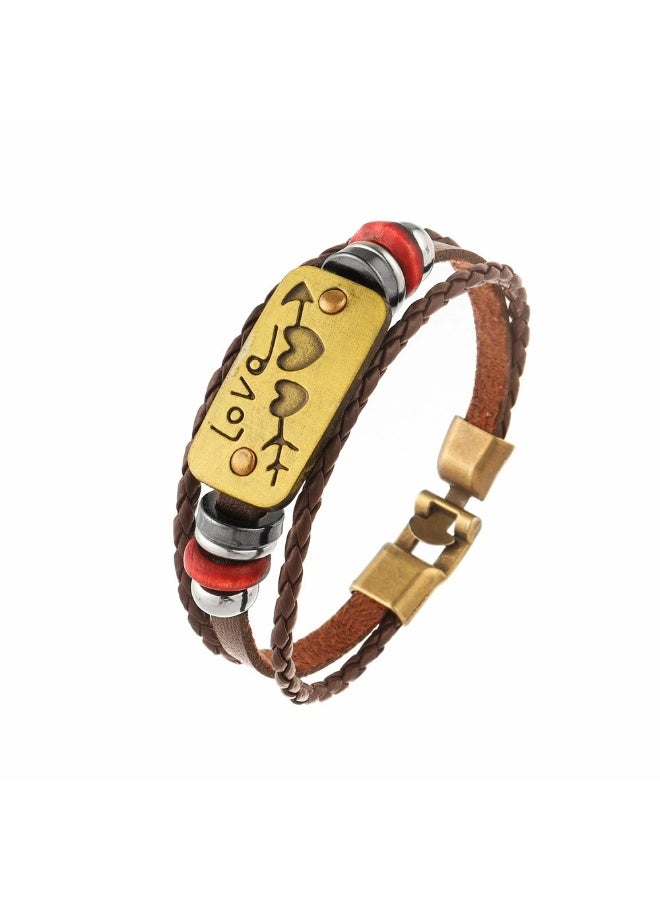 Goolsky Genuine Leather Couple Bracelet – Braided Heart Arrow Matching Wristband, Valentine’s Day Gift for Him & Her, Adjustable Size Genuine Leather, Couples Daily Wear Romantic Gift - Image 1