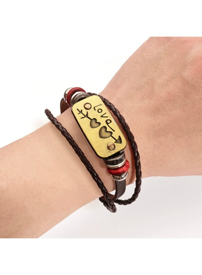 Goolsky Genuine Leather Couple Bracelet – Braided Heart Arrow Matching Wristband, Valentine’s Day Gift for Him & Her, Adjustable Size Genuine Leather, Couples Daily Wear Romantic Gift - Image 2