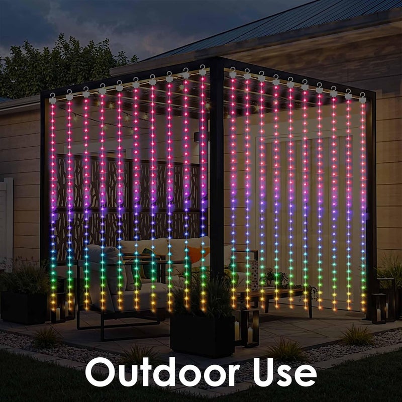 Gesto أضواء ستارة ذكية RGB USB 5V – 300 مصباح LED مقاوم للماء مع 16 مليون لون، مزامنة موسيقية، تحكم عبر التطبيق | أضواء زخرفية للشرفة، الحديقة وزينة ديوالي (10 × 10 قدم) - Image 4