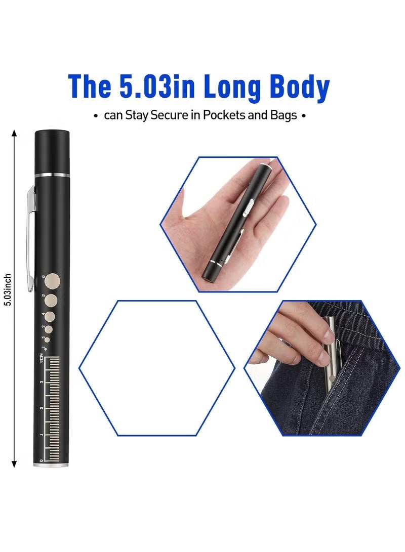 Pen Light, Reusable LED Pen Light for Student Doctor Nurse with 2 LED Light Sources, USB Rechargeable, Super Warm Bulb, Pocket Clip (Black, 1 Piece) - Image 3