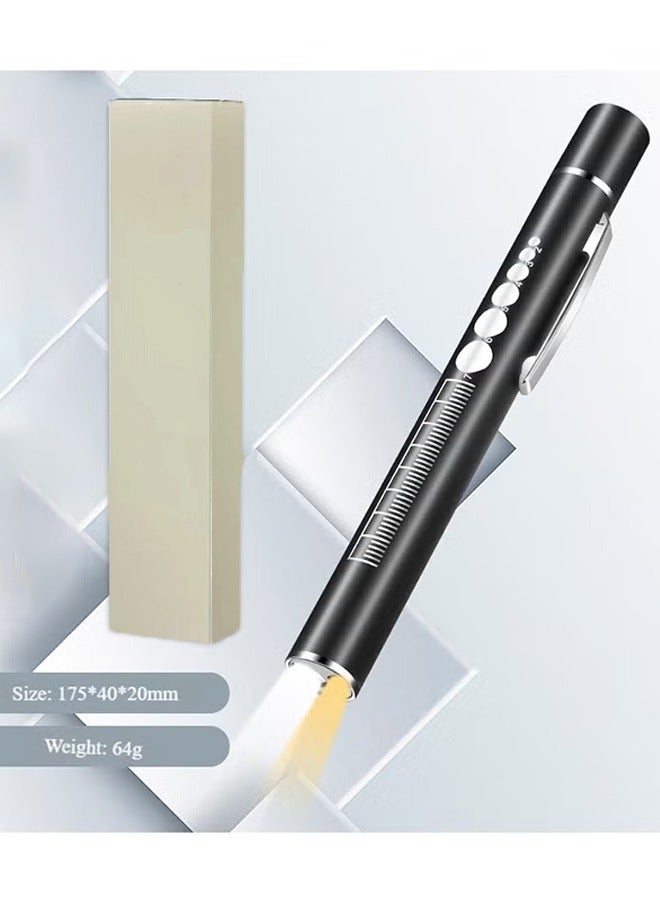 Pen Light, Reusable LED Pen Light for Student Doctor Nurse with 2 LED Light Sources, USB Rechargeable, Super Warm Bulb, Pocket Clip (Black, 1 Piece) - Image 1