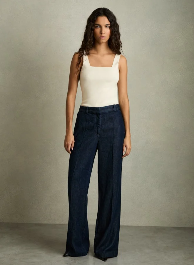 ريس فيست محبوك بياقة مربعة