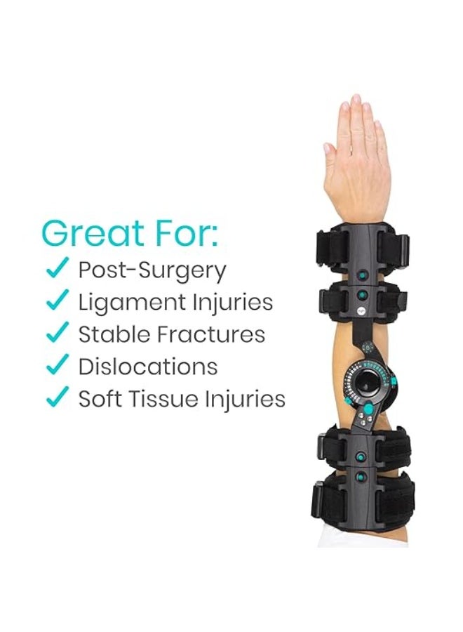 Adjustable Elbow Brace with Hinges – ROM Stabilizer Support for Injured Arm, Shoulder Strap Included, Pain Relief & Post-Surgery Recovery, Right Arm - Image 5