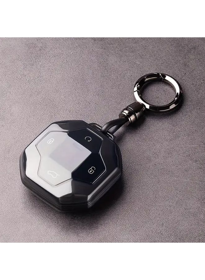 علبة مفتاح سيارة سوداء شفافة لسيارة Chery Jietu Traveler، حامل تحكم عن بعد أنيق مزود بسلسلة مفاتيح فاخرة للحماية وقرص خاتم أنيق - Image 1