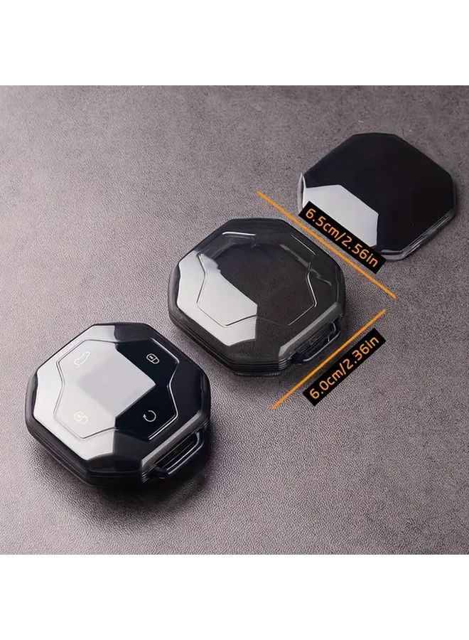 علبة مفتاح سيارة سوداء شفافة لسيارة Chery Jietu Traveler، حامل تحكم عن بعد أنيق مزود بسلسلة مفاتيح فاخرة للحماية وقرص خاتم أنيق - Image 2