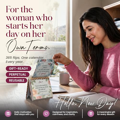 Only Zest "Hello, New Day" Perpetual Calendar—365 Daily Affirmations for Women, Desk Motivational Quotes, Compact Flip 5.1×5" Easel Stand, Undated Use Any Year, Gift-Boxed for Birthdays, Mother's Day - Image 2
