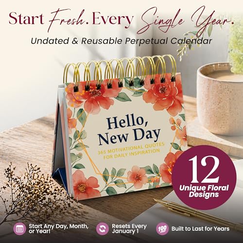 Only Zest "Hello, New Day" Perpetual Calendar—365 Daily Affirmations for Women, Desk Motivational Quotes, Compact Flip 5.1×5" Easel Stand, Undated Use Any Year, Gift-Boxed for Birthdays, Mother's Day - Image 4