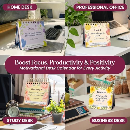 Only Zest "Hello, New Day" Perpetual Calendar—365 Daily Affirmations for Women, Desk Motivational Quotes, Compact Flip 5.1×5" Easel Stand, Undated Use Any Year, Gift-Boxed for Birthdays, Mother's Day - Image 5