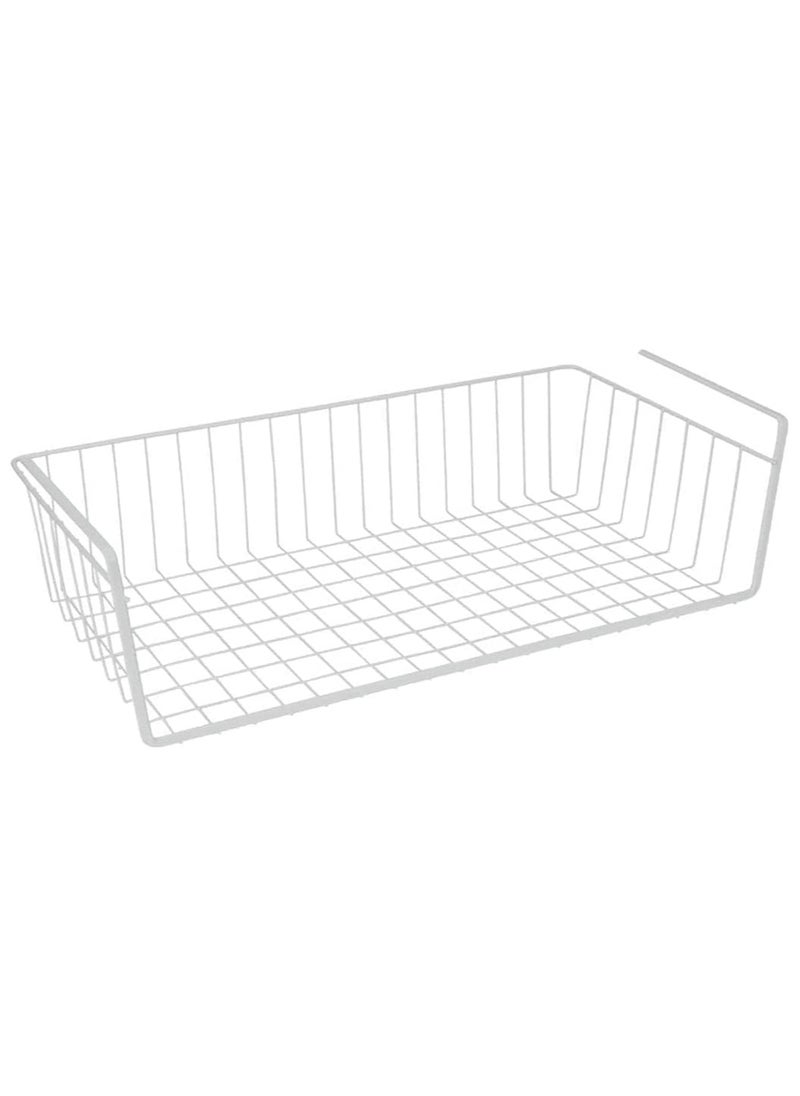 MARKQ Hanging Under Shelf Storage Basket, Large Wire Basket Space Saving Organizer for Kitchen Office Bathroom Cupboard Pantry Cabinet Bookshelf, White  - Image 1
