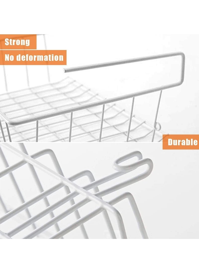 MARKQ Hanging Under Shelf Storage Basket, Large Wire Basket Space Saving Organizer for Kitchen Office Bathroom Cupboard Pantry Cabinet Bookshelf, White  - Image 2