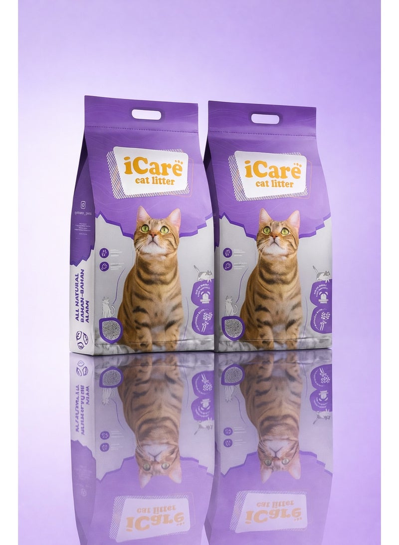 iCare 2PCs iCare Bentonite Cat Litter - Lavender Flavour - 25L - Image 1