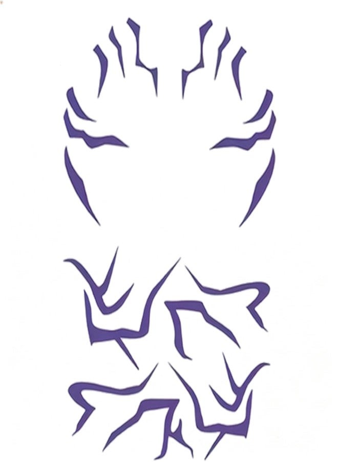 playneeu 3 Sheets Purple Temporary Tattoos, Waterproof Cosplay Tattoos Stickers Cosplay Costume Accessories for Halloween Cosplay Party - Image 1
