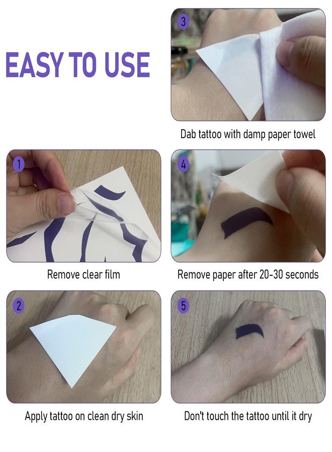 playneeu 3 Sheets Purple Temporary Tattoos, Waterproof Cosplay Tattoos Stickers Cosplay Costume Accessories for Halloween Cosplay Party - Image 5