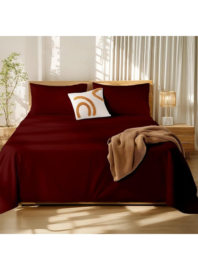 Bhoomi Impex Bedsheets for Single Bed - Microfiber Plain Single Size Marron Solid Bed Sheet Include Pillow Cover, Ultra Soft | for Home, Hotel, Villa, Resort and Guest House_Marron Blue Solid - Image 2